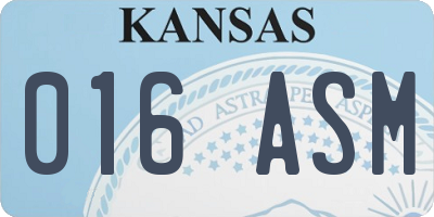 KS license plate 016ASM