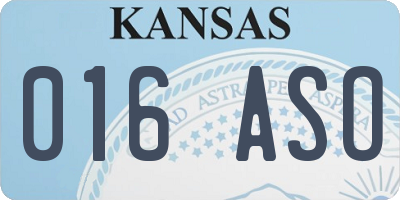KS license plate 016ASO