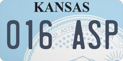 KS license plate 016ASP