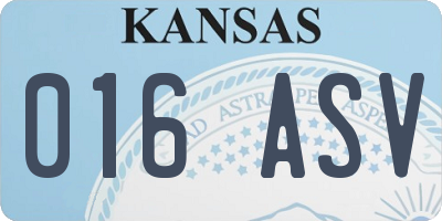 KS license plate 016ASV