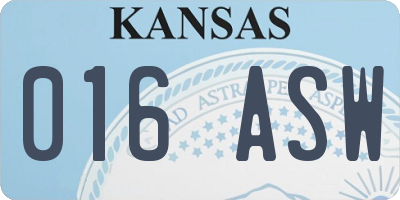 KS license plate 016ASW