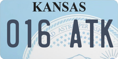 KS license plate 016ATK