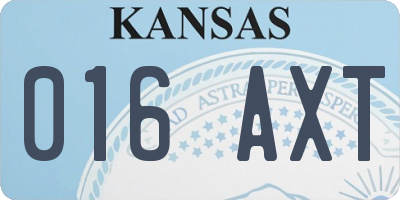 KS license plate 016AXT