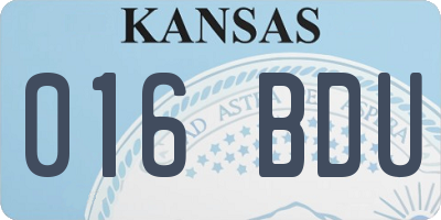 KS license plate 016BDU
