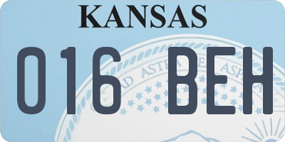 KS license plate 016BEH