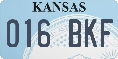 KS license plate 016BKF
