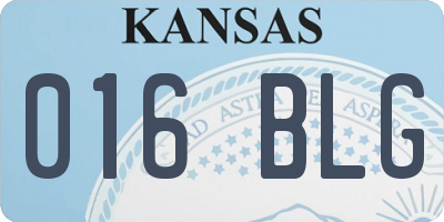 KS license plate 016BLG