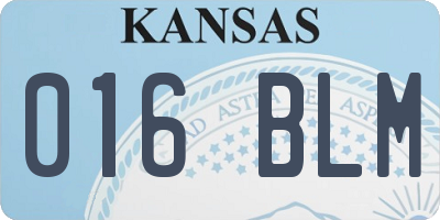 KS license plate 016BLM