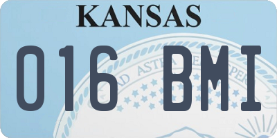 KS license plate 016BMI