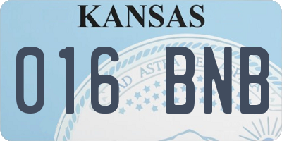 KS license plate 016BNB