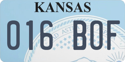 KS license plate 016BOF