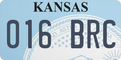 KS license plate 016BRC