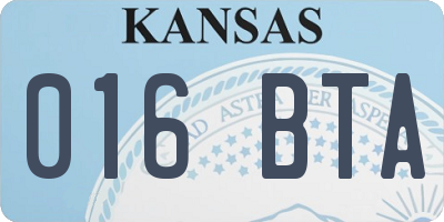 KS license plate 016BTA