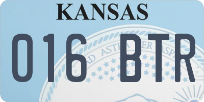 KS license plate 016BTR