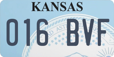 KS license plate 016BVF
