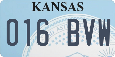 KS license plate 016BVW