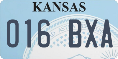 KS license plate 016BXA