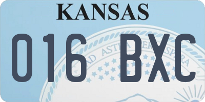 KS license plate 016BXC