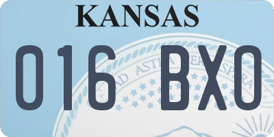 KS license plate 016BXO