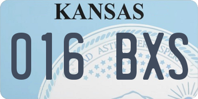 KS license plate 016BXS
