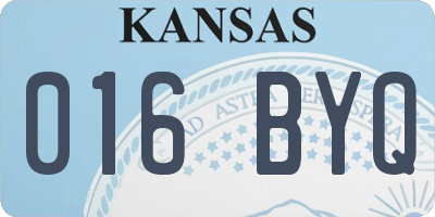 KS license plate 016BYQ