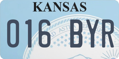 KS license plate 016BYR