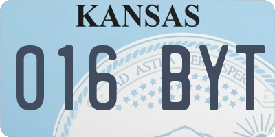 KS license plate 016BYT