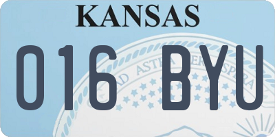 KS license plate 016BYU