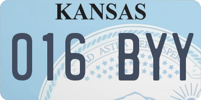 KS license plate 016BYY
