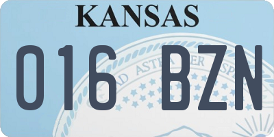 KS license plate 016BZN