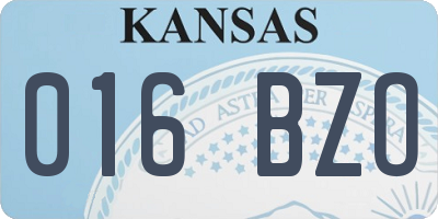KS license plate 016BZO