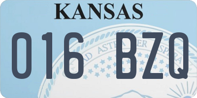 KS license plate 016BZQ