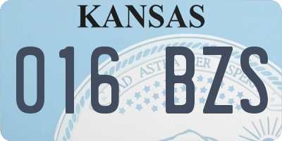 KS license plate 016BZS