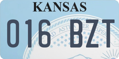 KS license plate 016BZT