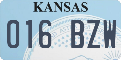 KS license plate 016BZW