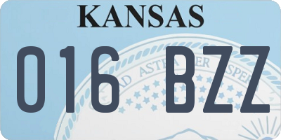KS license plate 016BZZ