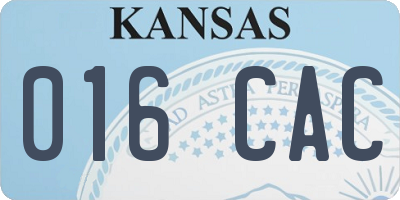 KS license plate 016CAC