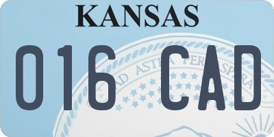 KS license plate 016CAD