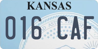 KS license plate 016CAF
