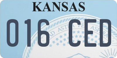 KS license plate 016CED