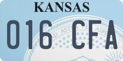 KS license plate 016CFA