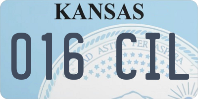 KS license plate 016CIL
