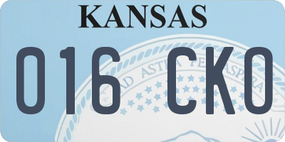 KS license plate 016CKO