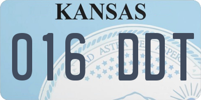 KS license plate 016DDT