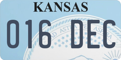 KS license plate 016DEC