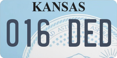 KS license plate 016DED