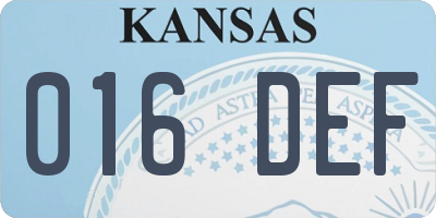 KS license plate 016DEF