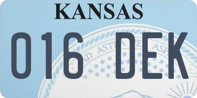 KS license plate 016DEK