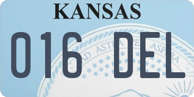 KS license plate 016DEL