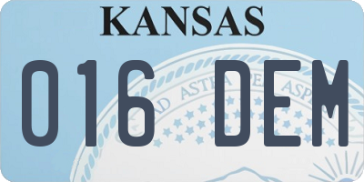 KS license plate 016DEM
